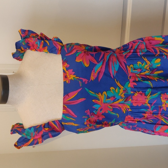 J Crew, Squareneck midi dress, Ruffles Brilliant Blue Dark Peo, Boho Size 6 - Picture 7 of 16